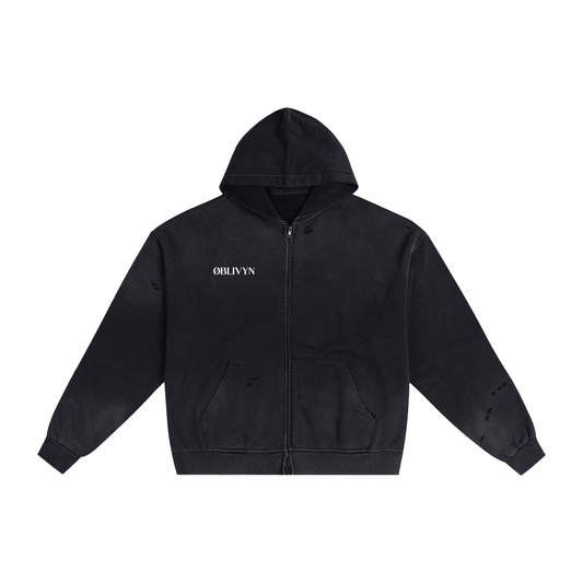 Oblivyn Distressed Zip Hoodie
